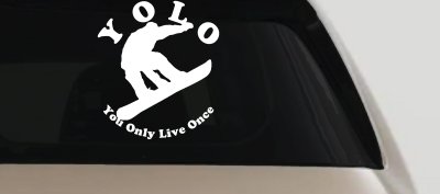 YOLO You Only Live Once Snowboarding solid Sports Car or Truck Window Vinyl Decal Sticker