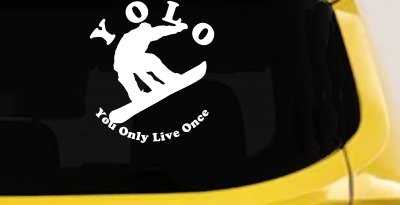 YOLO You Only Live Once Snowboarding solid Sports Car or Truck Window Vinyl Decal Sticker