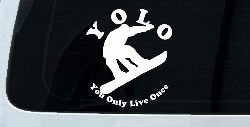 YOLO You Only Live Once Snowboarding solid Sports Car or Truck Window Decal Sticker