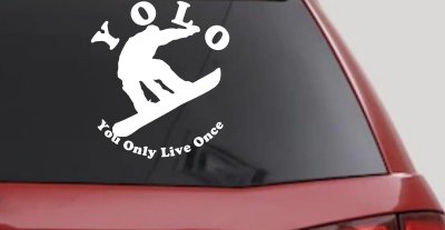 YOLO You Only Live Once Snowboarding solid Sports Car or Truck Window Vinyl Decal Sticker