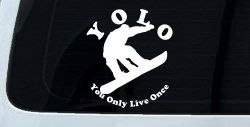 YOLO You Only Live Once Snowboarding solid Sports Car or Truck Window Decal Sticker