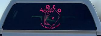 YOLO You Only Live Once Gambling Poker Other Car or Truck Window Decal Sticker (Hot Pink)