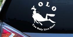 YOLO You Only Live Once Skuba Diving Sports Car or Truck Window Decal Sticker