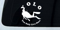 YOLO You Only Live Once Skuba Diving Sports Car or Truck Window Decal Sticker