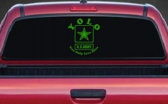 YOLO You Only Live Once Army Military Car or Truck Window Decal Sticker (Lime)