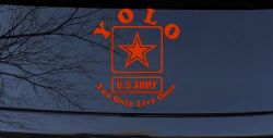 YOLO You Only Live Once Army Military Car or Truck Window Vinyl Decal Sticker (Orange Red)