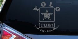 YOLO You Only Live Once Army Military Car or Truck Window Decal Sticker (Silver)