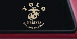 YOLO You Only Live Once Marines Military Car or Truck Window Decal Sticker (Desert Sand)