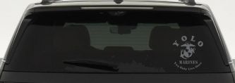 YOLO You Only Live Once Marines Military Car or Truck Window Decal Sticker (Silver)