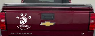 YOLO You Only Live Once Marines Military Car or Truck Window Decal Sticker (White)