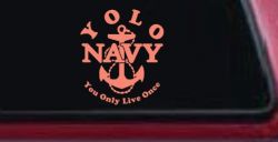 YOLO You Only Live Once Navy Military Car or Truck Window Vinyl Decal Sticker (Coral)