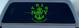 YOLO You Only Live Once Navy Military Car or Truck Window Vinyl Decal Sticker (Lime)