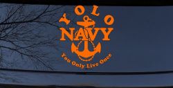 YOLO You Only Live Once Navy Military Car or Truck Window Vinyl Decal Sticker (Orange)