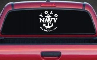 YOLO You Only Live Once Navy Military Car or Truck Window Decal Sticker