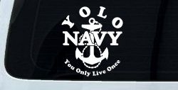 YOLO You Only Live Once Navy Military Car or Truck Window Decal Sticker