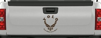 YOLO You Only Live Once Air Force Military Car or Truck Window Vinyl Decal Sticker (Brown)
