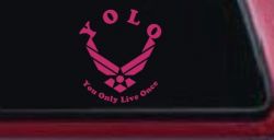 YOLO You Only Live Once Air Force Military Car or Truck Window Vinyl Decal Sticker (Hot Pink)