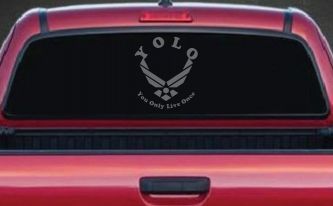 YOLO You Only Live Once Air Force Military Car or Truck Window Vinyl Decal Sticker (Silver)