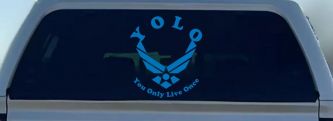 YOLO You Only Live Once Air Force Military Car or Truck Window Vinyl Decal Sticker (Sky Blue)