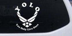 YOLO You Only Live Once Air Force Military Car or Truck Window Decal Sticker