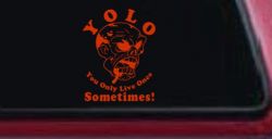 YOLO You Only Live Once Sometimes Zombie Funny Car or Truck Window Decal Sticker (Orange Red)