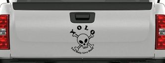 YOLO You Only Live Once Cute Skull Skulls Car or Truck Window Decal Sticker (Black)