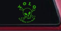 YOLO You Only Live Once Cute Skull Skulls Car or Truck Window Vinyl Decal Sticker (Lime)