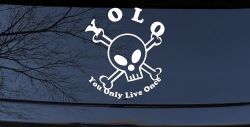 YOLO You Only Live Once Cute Skull Skulls Car or Truck Window Decal Sticker