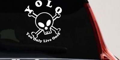 YOLO You Only Live Once Cute Skull Skulls Car or Truck Window Vinyl Decal Sticker