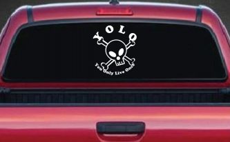 YOLO You Only Live Once Cute Skull Skulls Car or Truck Window Decal Sticker