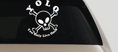 YOLO You Only Live Once Cute Skull Skulls Car or Truck Window Vinyl Decal Sticker