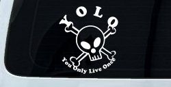 YOLO You Only Live Once Cute Skull Skulls Car or Truck Window Decal Sticker