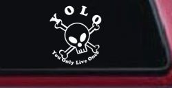 YOLO You Only Live Once Cute Skull Skulls Car or Truck Window Decal Sticker