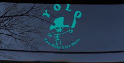 YOLO You Only Live Once Cute Pirate Funny Car or Truck Window Vinyl Decal Sticker (Turquoise)
