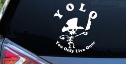 YOLO You Only Live Once Cute Pirate Funny Car or Truck Window Decal Sticker