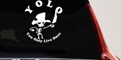 YOLO You Only Live Once Cute Pirate Funny Car or Truck Window Vinyl Decal Sticker