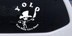 YOLO You Only Live Once Cute Pirate Funny Car or Truck Window Decal Sticker