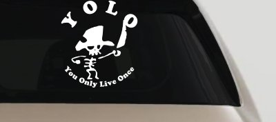 YOLO You Only Live Once Cute Pirate Funny Car or Truck Window Vinyl Decal Sticker