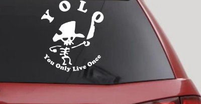 YOLO You Only Live Once Cute Pirate Funny Car or Truck Window Vinyl Decal Sticker