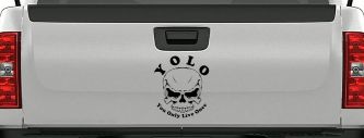 YOLO You Only Live Once Mean Skull Skulls Car or Truck Window Decal Sticker (Black)