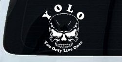 YOLO You Only Live Once Mean Skull Skulls Car or Truck Window Decal Sticker