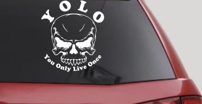 YOLO You Only Live Once Mean Skull Skulls Car or Truck Window Vinyl Decal Sticker