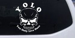YOLO You Only Live Once Mean Skull Skulls Car or Truck Window Decal Sticker