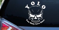 YOLO You Only Live Once Mean Skull Skulls Car or Truck Window Decal Sticker