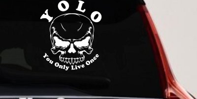 YOLO You Only Live Once Mean Skull Skulls Car or Truck Window Vinyl Decal Sticker