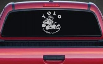 YOLO You Only Live Once Fourwheeler Off Road Car or Truck Window Decal Sticker (Light Gray)