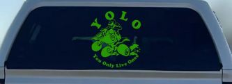 YOLO You Only Live Once Fourwheeler Off Road Car or Truck Window Vinyl Decal Sticker (Lime)