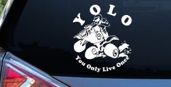 YOLO You Only Live Once Fourwheeler Off Road Car or Truck Window Decal Sticker