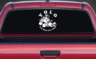 YOLO You Only Live Once Fourwheeler Off Road Car or Truck Window Decal Sticker