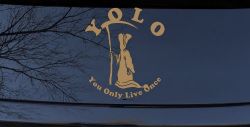YOLO You Only Live Once Grim Reaper Funny Car or Truck Window Decal Sticker (Light Brown)